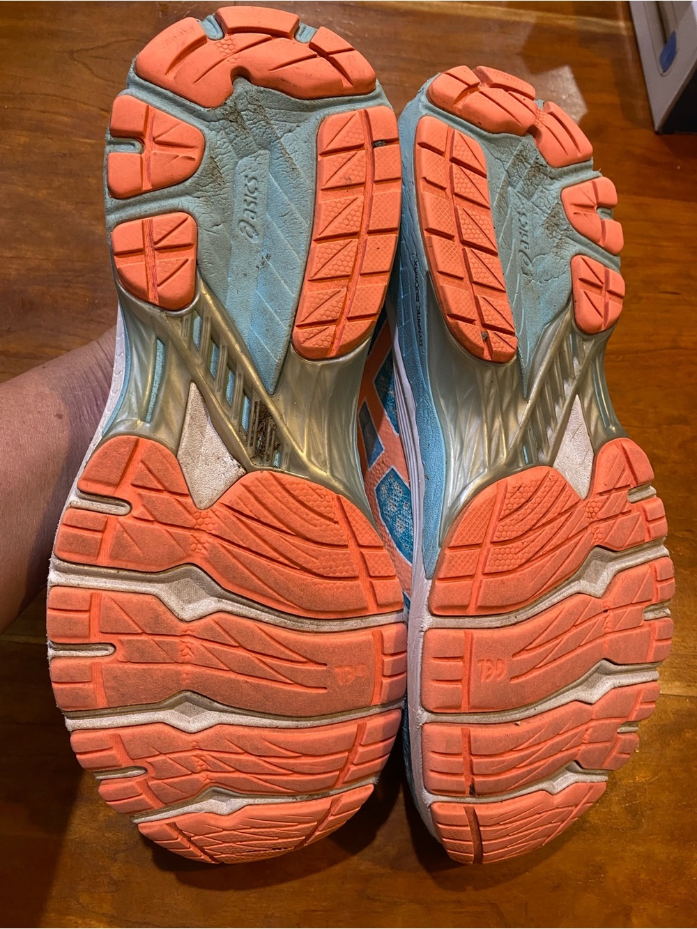 Asics Women's Athletic Running Shoes in Aqua Blue and Coral - Picture 5 of 6